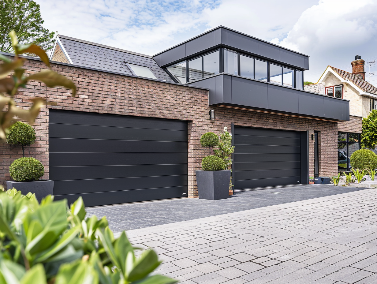 Double garage door spraying example